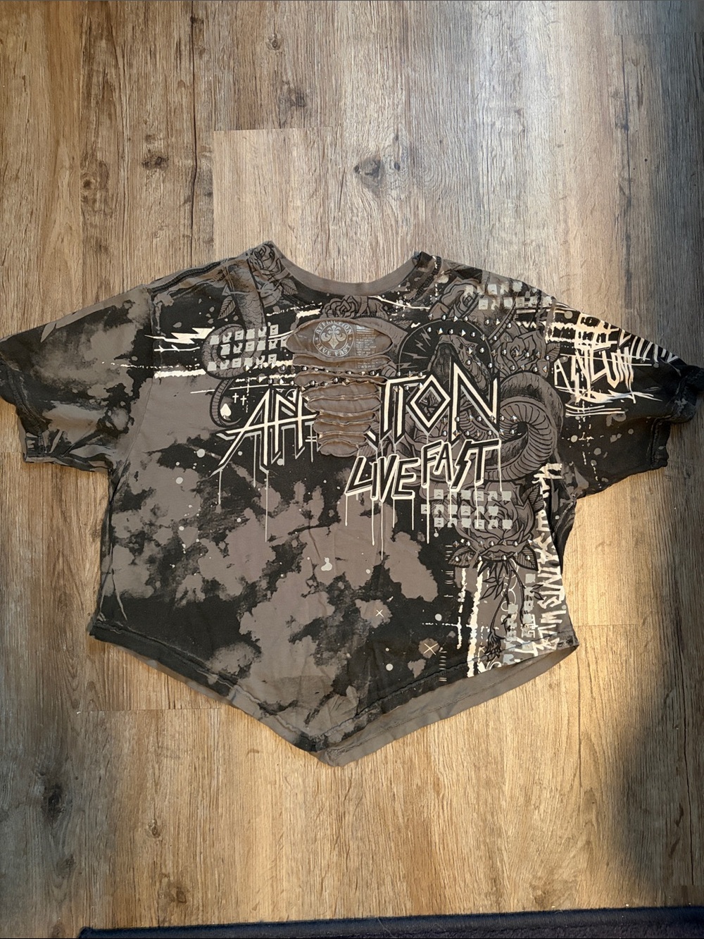 Affliction Live Fast Graphic Tee - Gray & Black